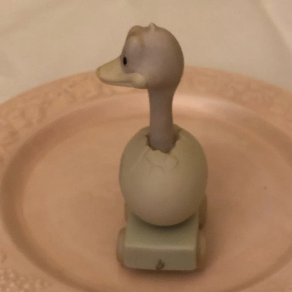 Enesco Precious Moments Pink, Blue and Cream Ostrich Ceramic Eighth Birthday